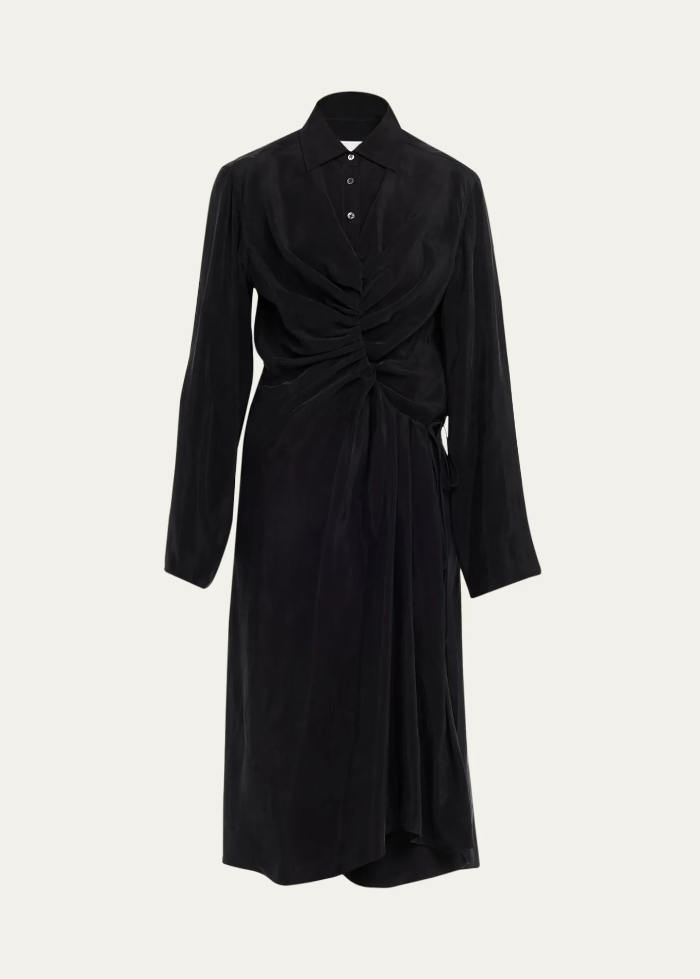 MM6 Maison MargielaDraped Long-Sleeve Shirtdress