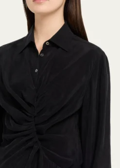 MM6 Maison MargielaDraped Long-Sleeve Shirtdress
