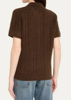 MM6 Maison MargielaShort-Sleeve Cable-Knit Polo Shirt