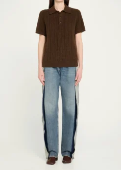 MM6 Maison MargielaShort-Sleeve Cable-Knit Polo Shirt