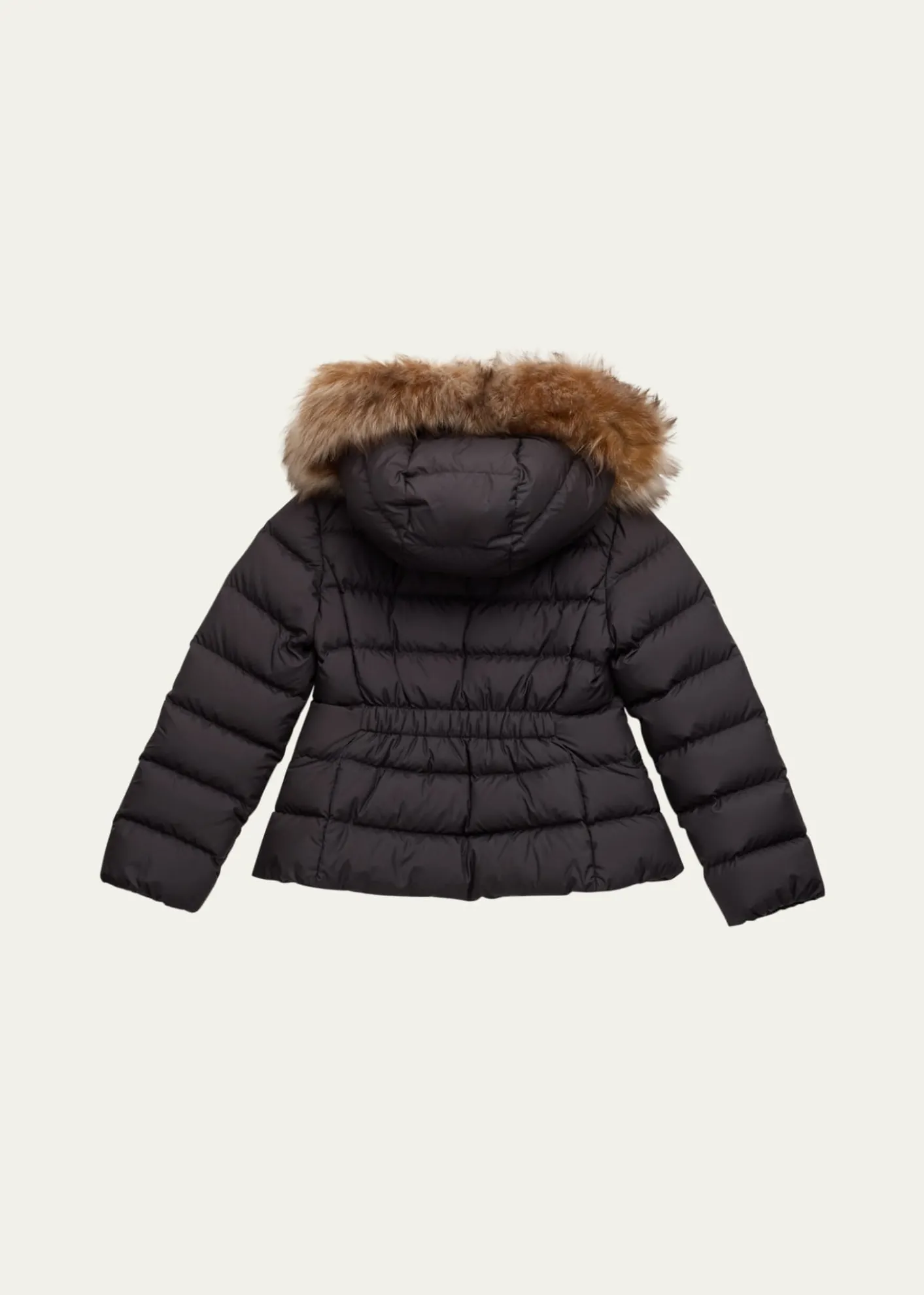 Moncler Girl's Bodette Puffer Jacket W/ Dyed Shearling Hood, Size 4-6