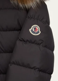 Moncler Girl's Bodette Puffer Jacket W/ Dyed Shearling Hood, Size 4-6