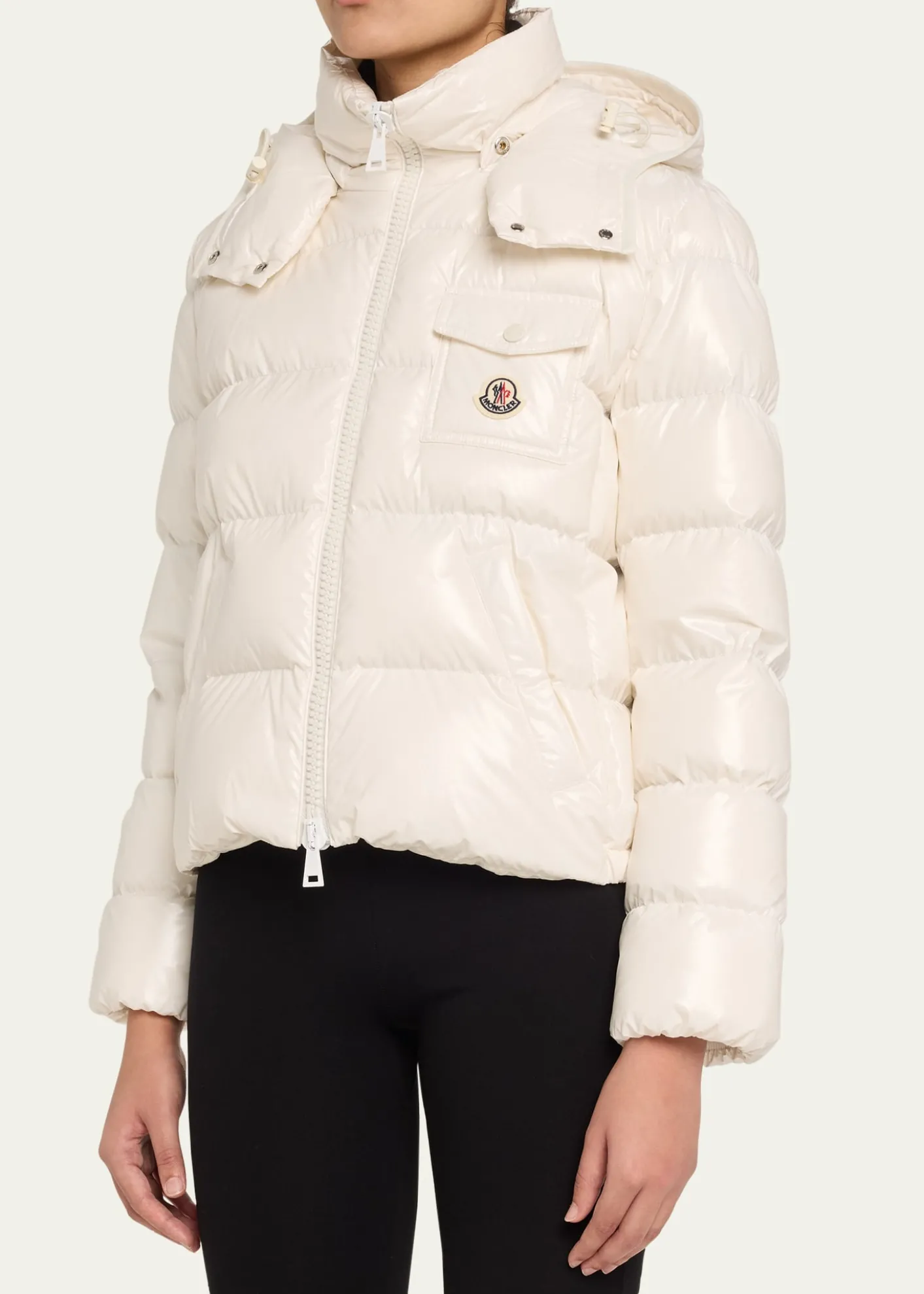 MonclerAndro Shiny Down Jacket with Removable Hood
