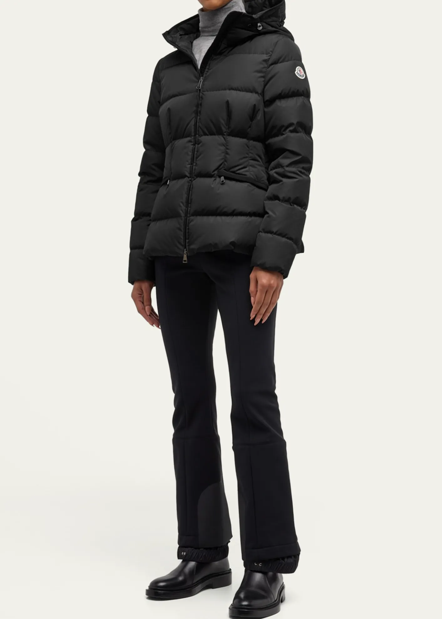 MonclerAvoce Hooded Puffer Jacket with Elastic Belt