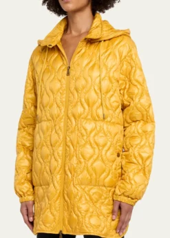 MonclerBalette Geometric Quilted Mid-Length Down Jacket