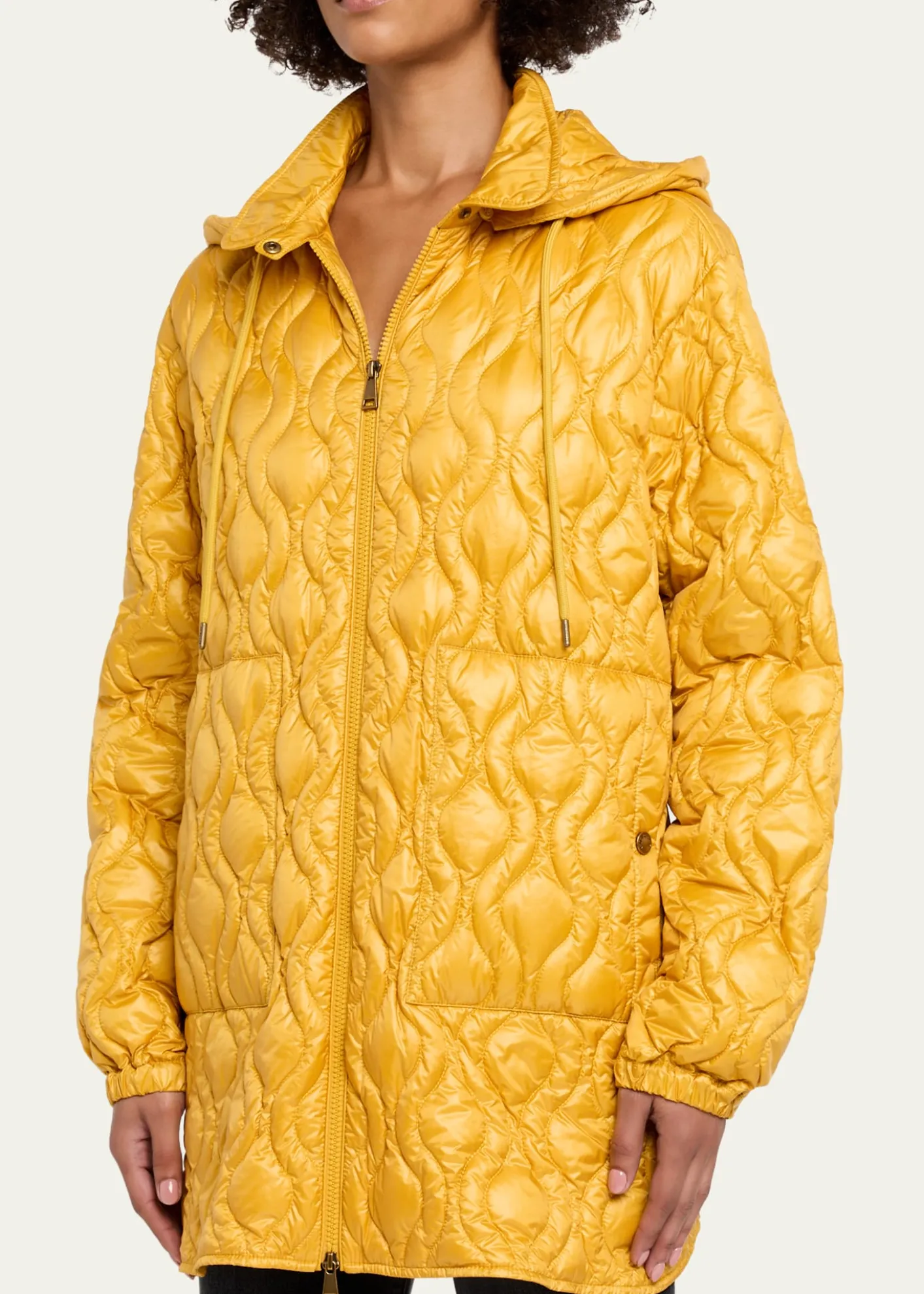 MonclerBalette Geometric Quilted Mid-Length Down Jacket
