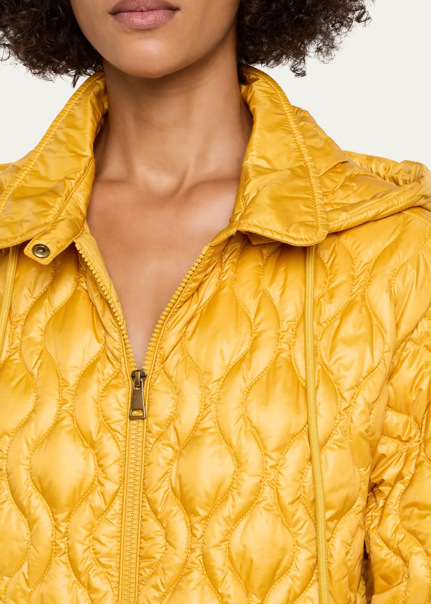 MonclerBalette Geometric Quilted Mid-Length Down Jacket