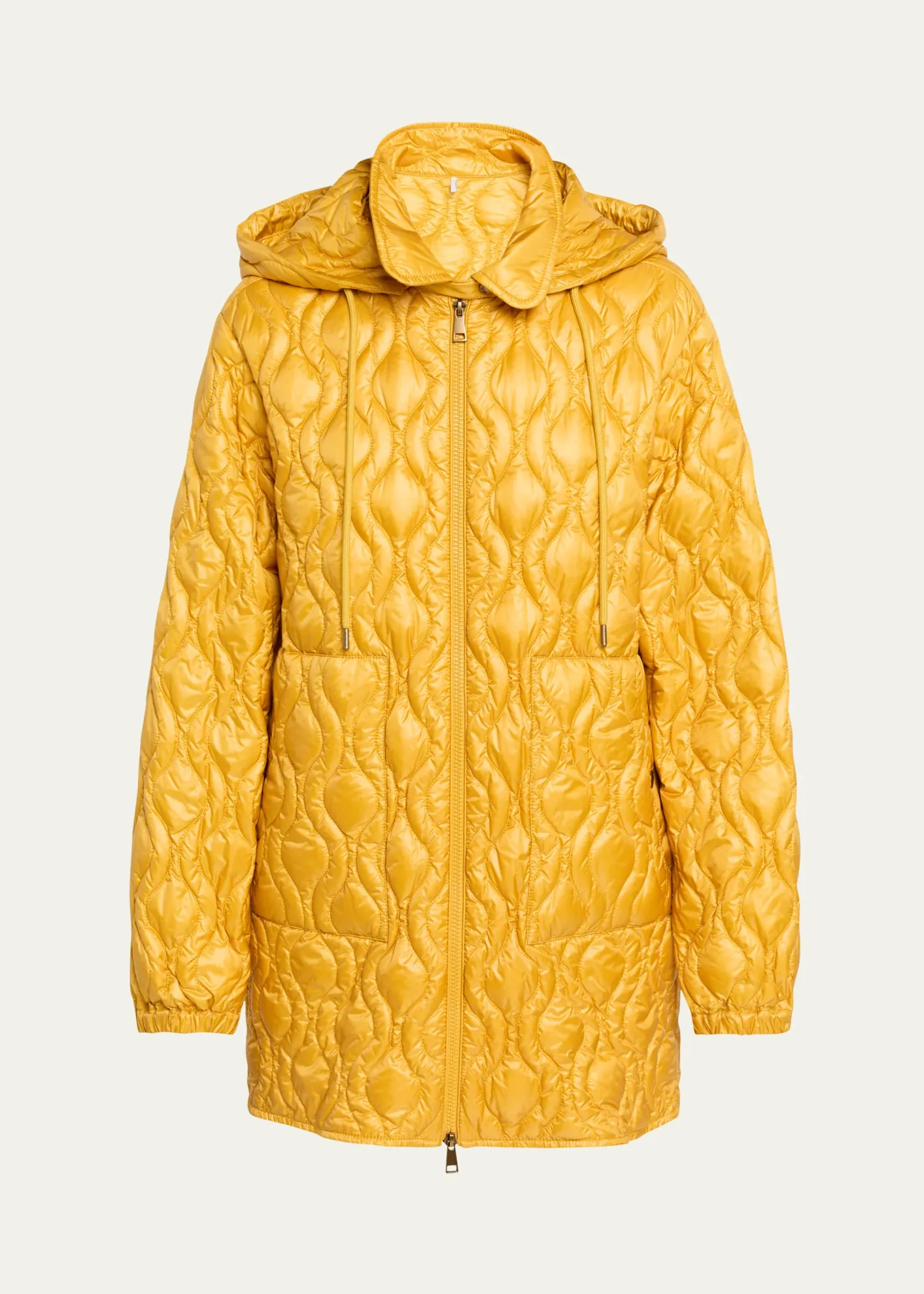 MonclerBalette Geometric Quilted Mid-Length Down Jacket