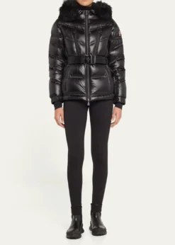 MonclerBernis Down Ski Jacket with Detachable Shearling Trim