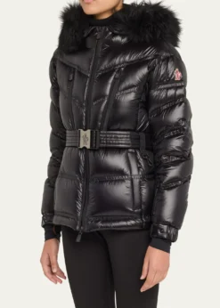 MonclerBernis Down Ski Jacket with Detachable Shearling Trim