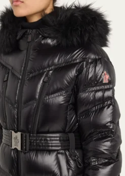 MonclerBernis Down Ski Jacket with Detachable Shearling Trim