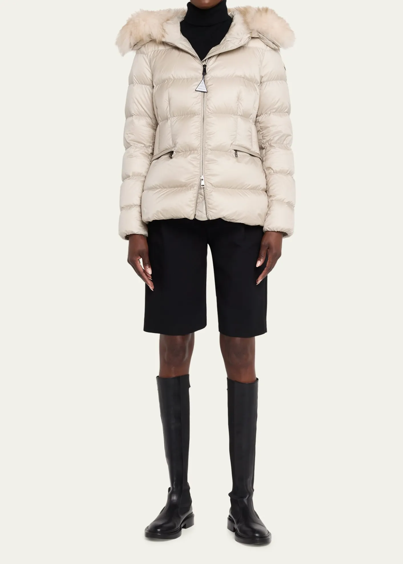 MonclerBoed Hooded Shearling-Trim Down Jacket