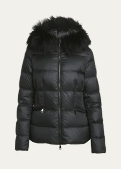MonclerBoed Hooded Shearling-Trimmed Short Down Jacket