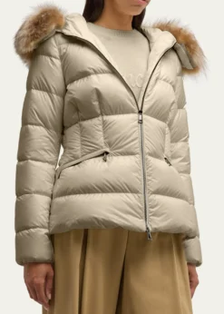 MonclerBoed Hooded Shearling-Trimmed Short Down Jacket