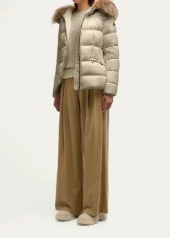 MonclerBoed Hooded Shearling-Trimmed Short Down Jacket