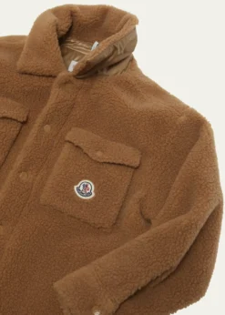 MonclerBoy's Teddy Fleece Logo-Patch Shirt Jacket, Size 4-6