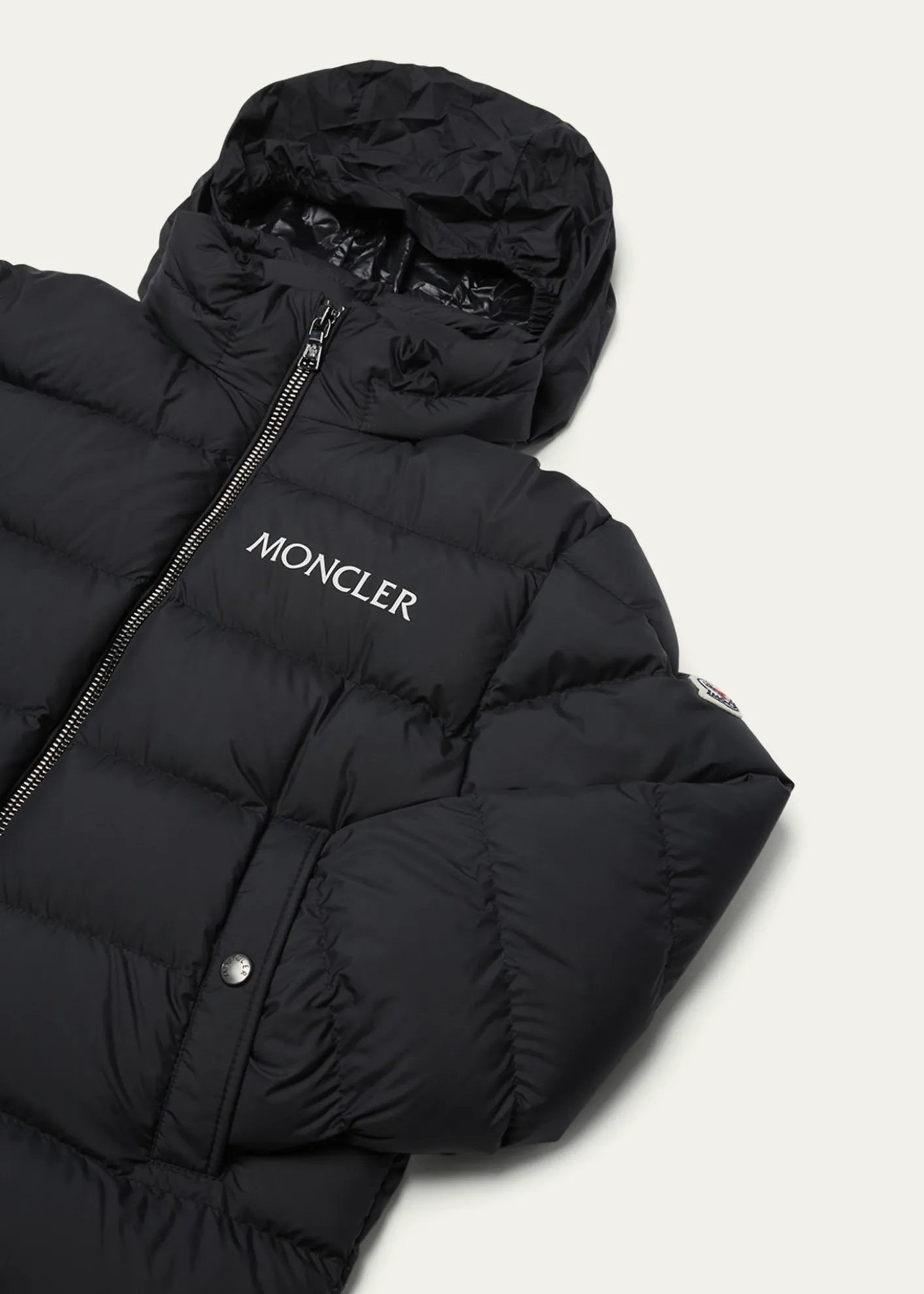 MonclerBoy's Bajan Airsoft Hooded Zip-Front Down Jacket, Size 8-10