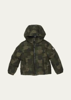 MonclerBoy's Escer Camo Logo-Print Puffer Jacket, Size 8-10