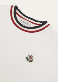 MonclerBoy's Logo Patch Striped Trim T-Shirt, Size 8-14