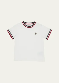 MonclerBoy's Logo Patch Striped Trim T-Shirt, Size 8-14