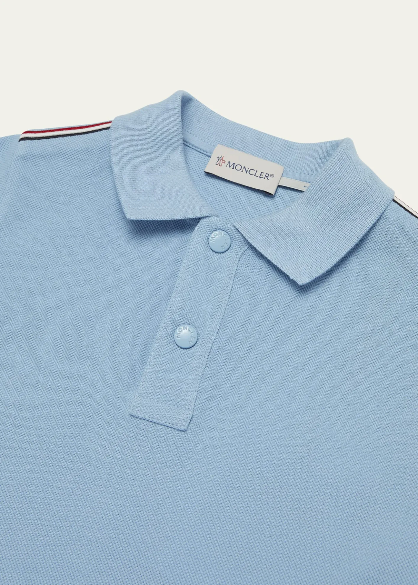 Moncler Boy's Tri-Stripe Pique Polo Shirt, Size 12-14