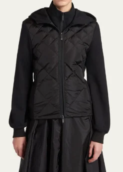 MonclerCotton Fleece Padded Zip-Up Hoodie