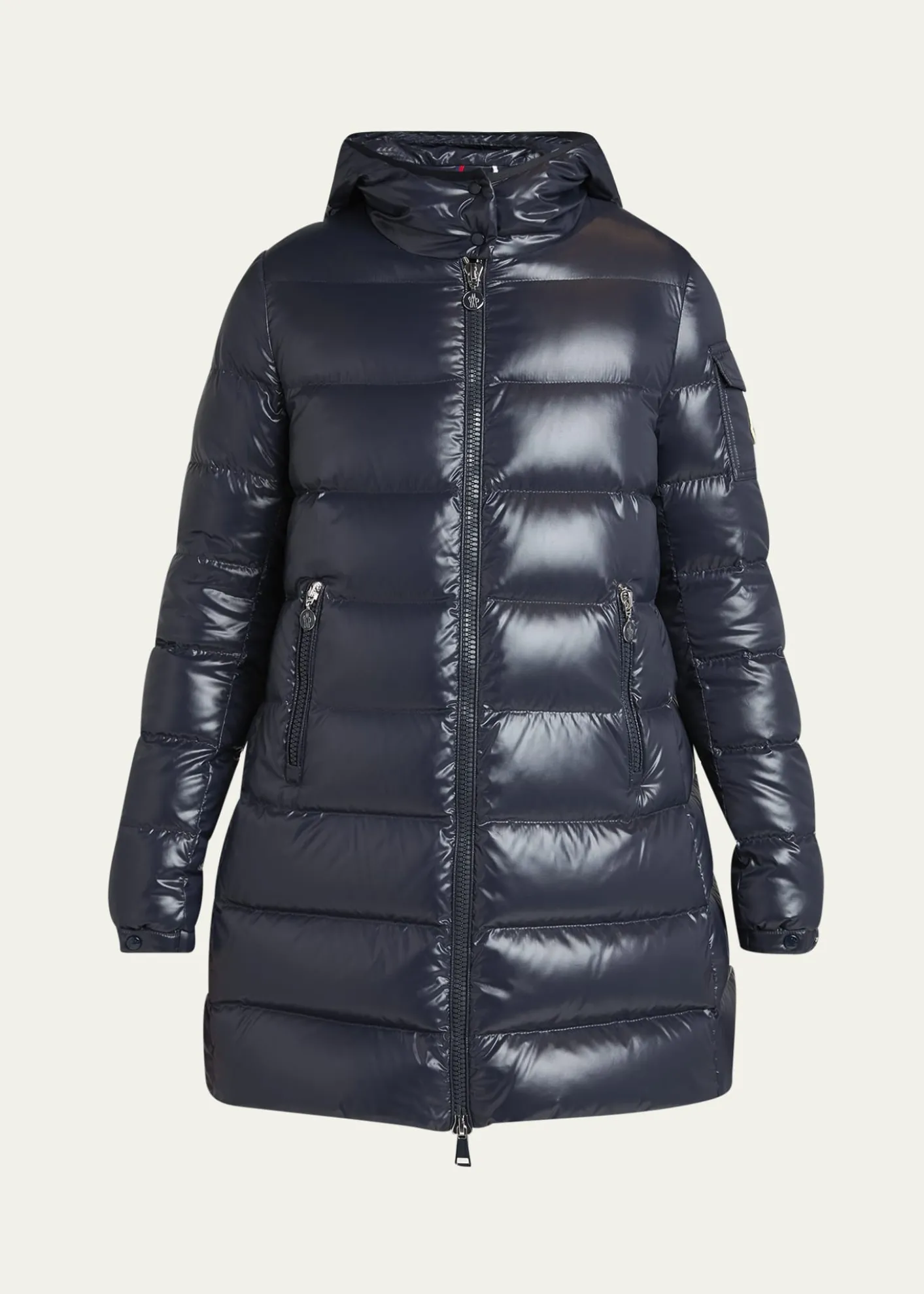 MonclerCourcelles Long Hooded Down Puffer Coat