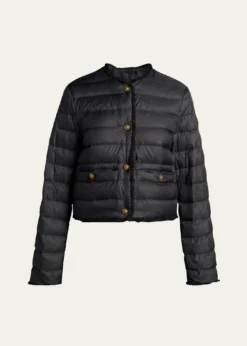 MonclerFleurs Bouclé-Trim Short Down Jacket