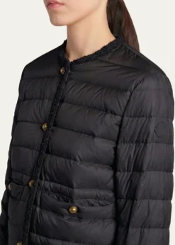 MonclerFleurs Bouclé-Trim Short Down Jacket