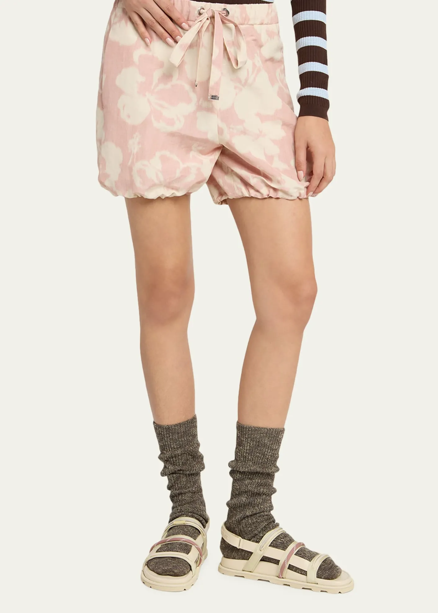 MonclerFloral-Print Drawstring Shorts