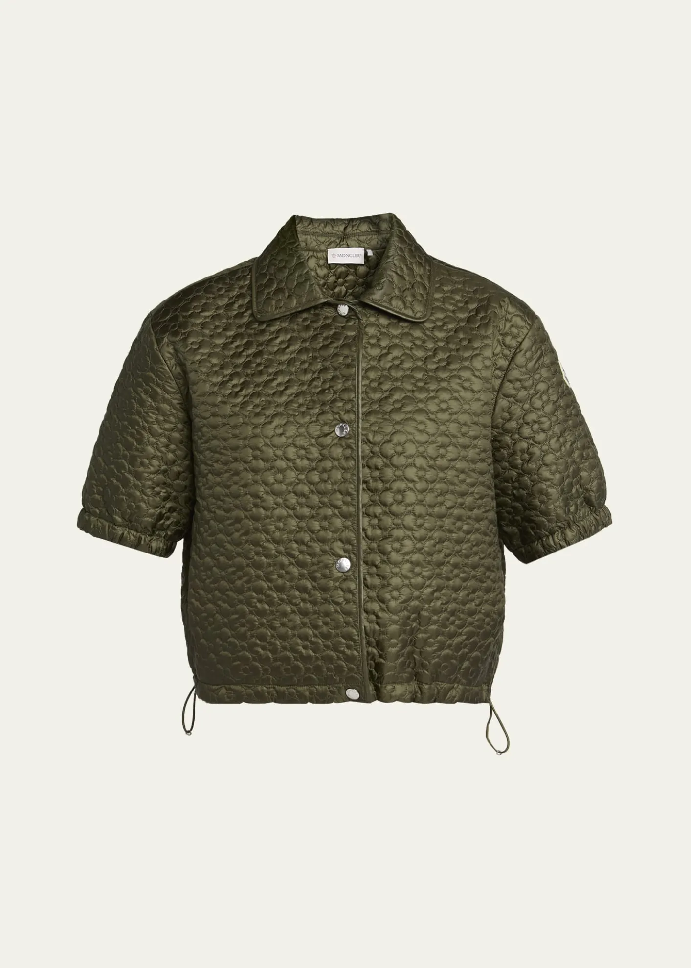 MonclerFloral-Quilted Short-Sleeve Padded Shirt