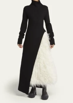 Moncler Geniusx Jil Sander Asymmetric Wool Turtleneck Dress