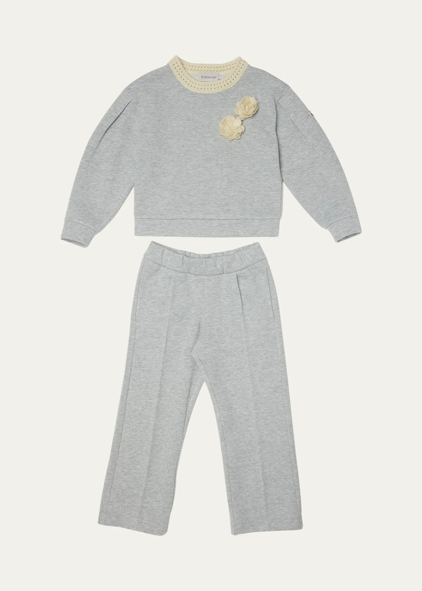 MonclerGirl's Floral Applique Sweatshirt & Sweatpants Set, Size 12-14