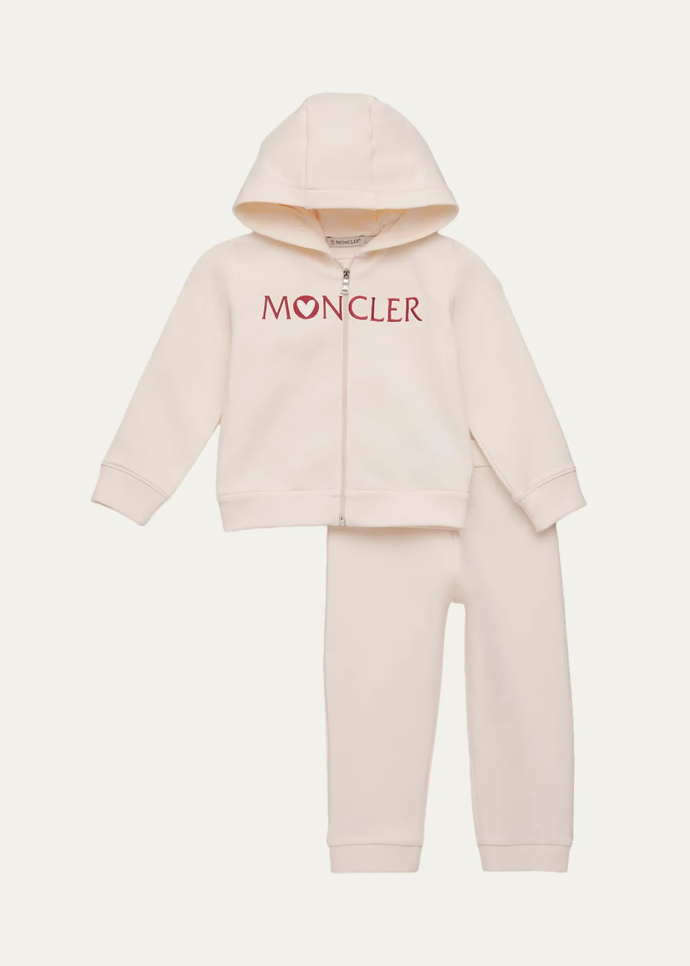 MonclerGirl's Heart Logo Hoodie & Jogger Pants Set, Size 6M-3