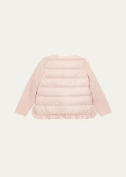 MonclerGirl's Rib-Sleeve Quilted Down Cardigan, Size 12M-3