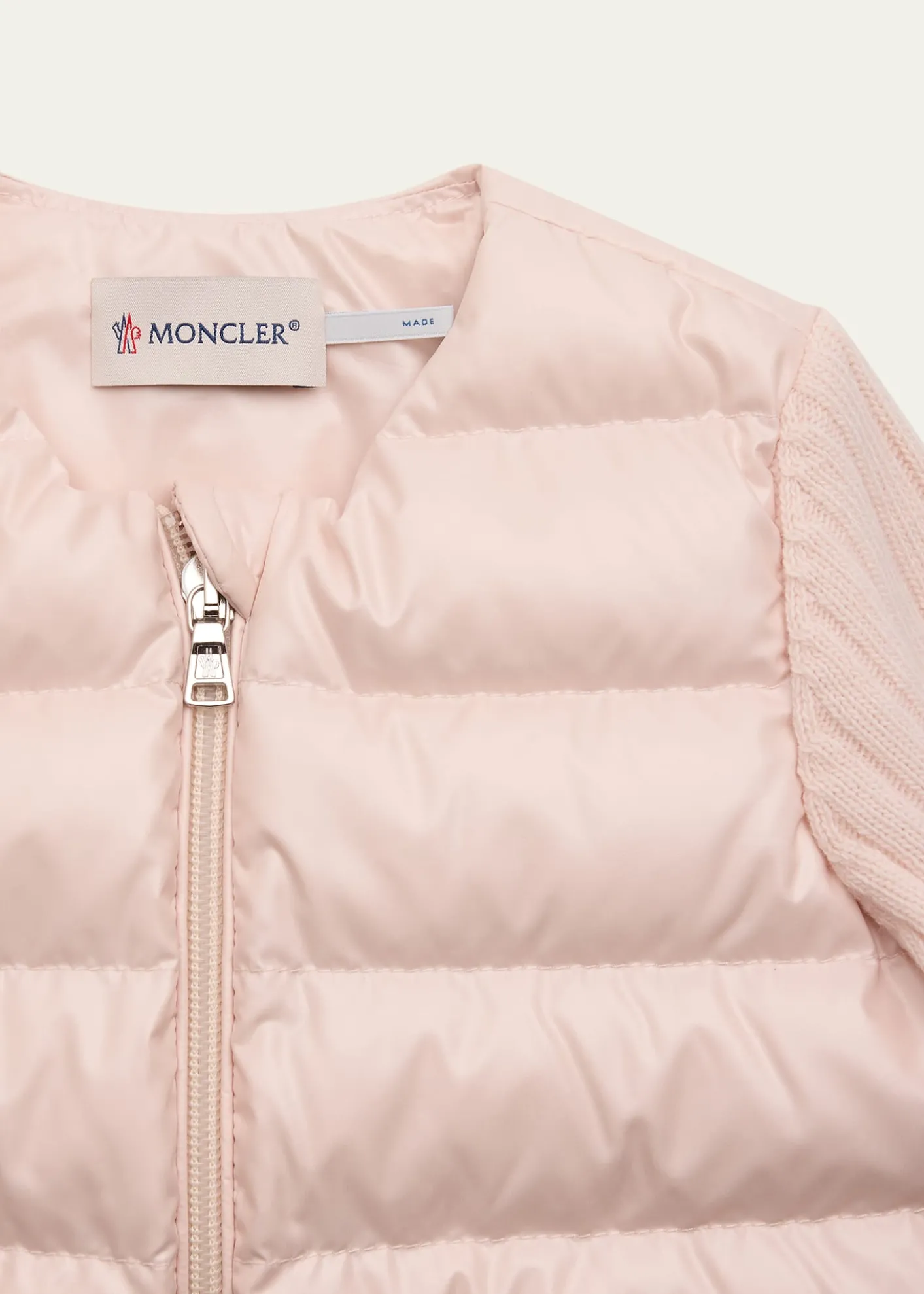 MonclerGirl's Rib-Sleeve Quilted Down Cardigan, Size 12M-3