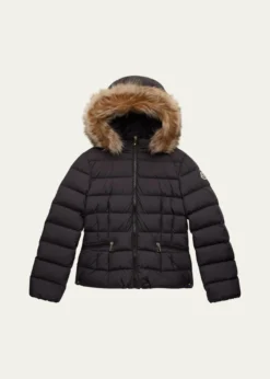 MonclerGirl's Bodette Puffer Jacket W/ Dyed Shearling Hood, Size 8-14