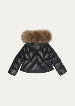 MonclerGirl's Domas Shearling Hooded Down Jacket, Size 12-14