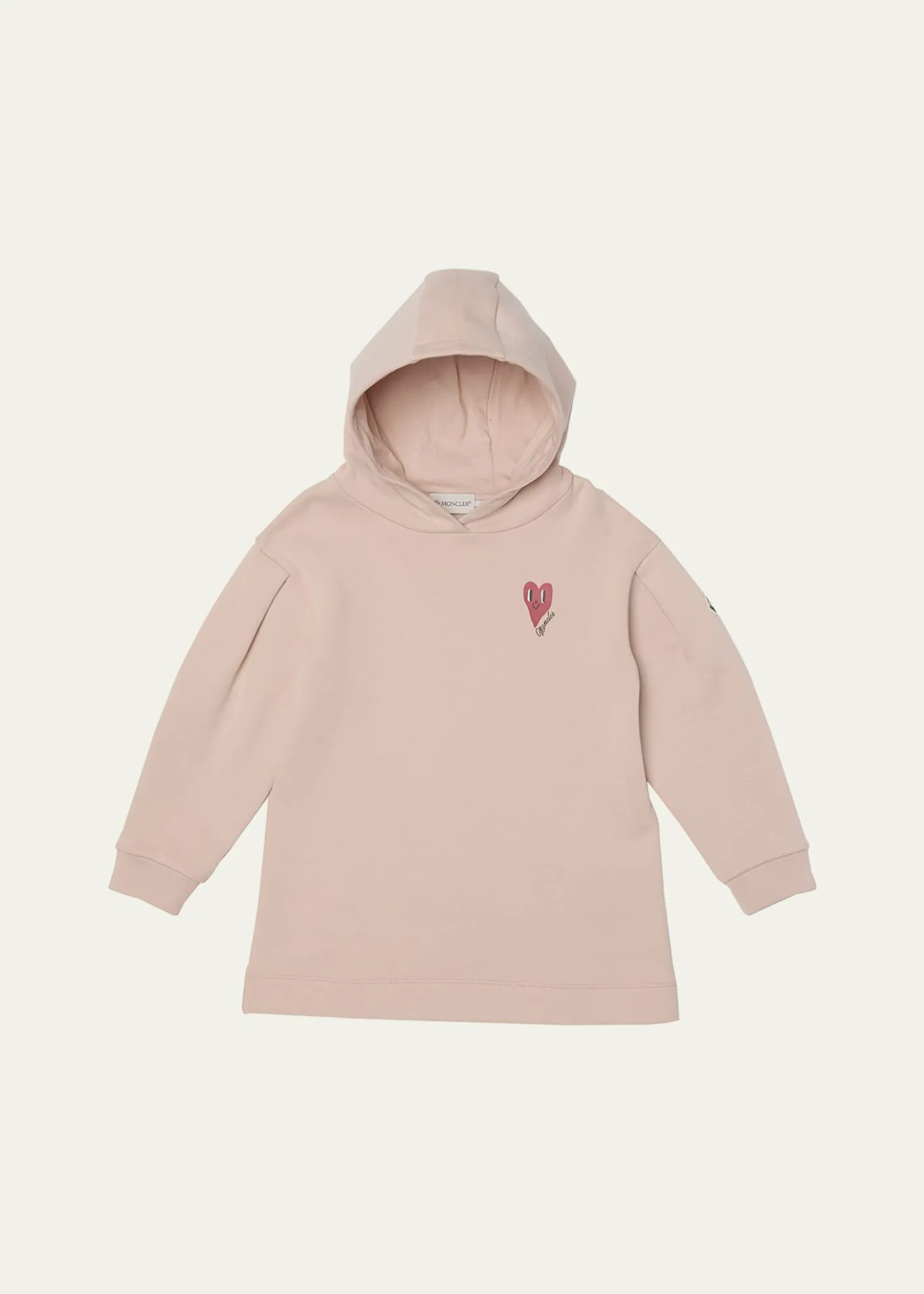 MonclerGirl's Heart Logo-Print Hooded Sweatshirt Dress, Size 12-14