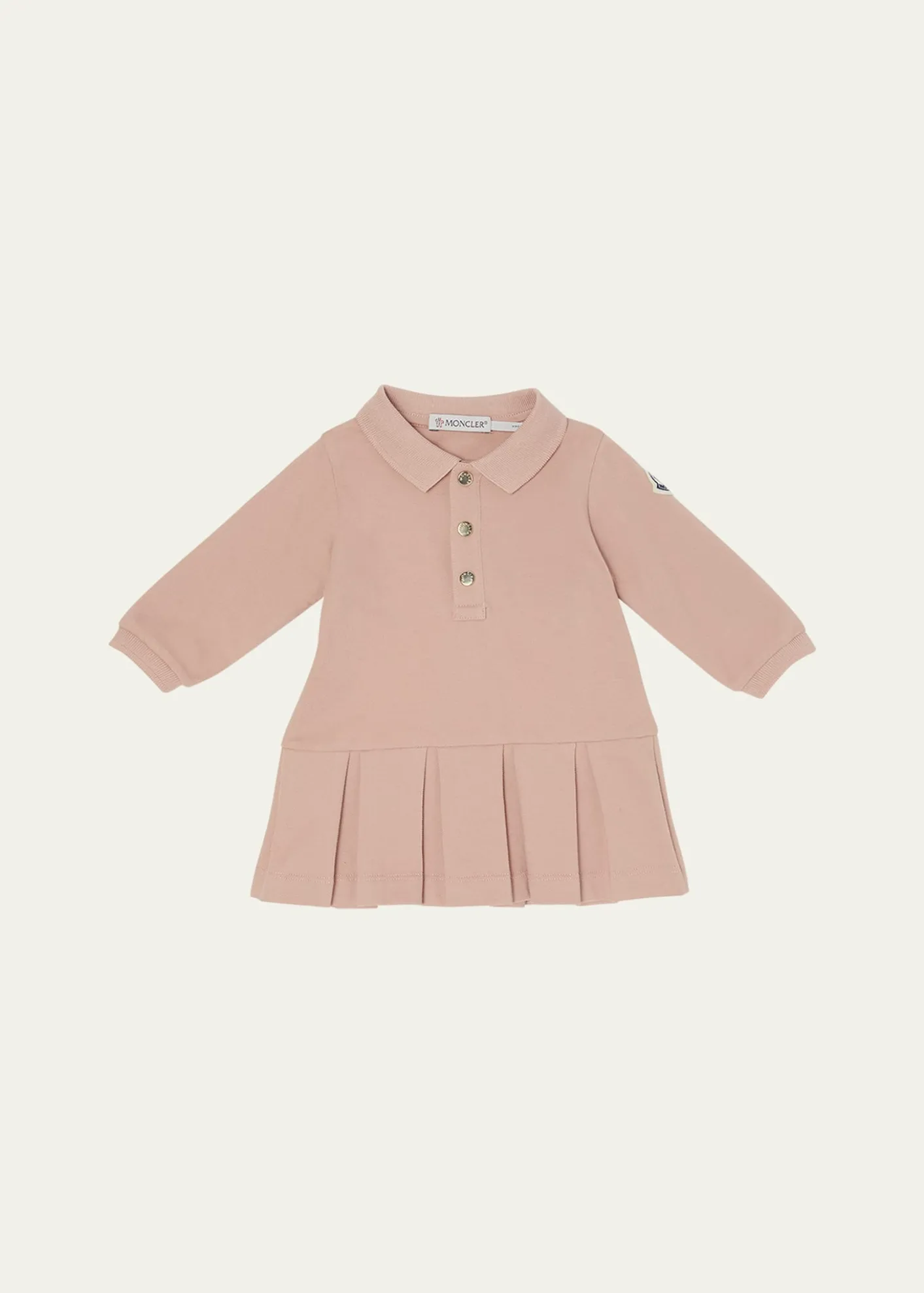 MonclerGirl's Long-Sleeve Pleated-Skirt Polo Dress, Size 12M-3