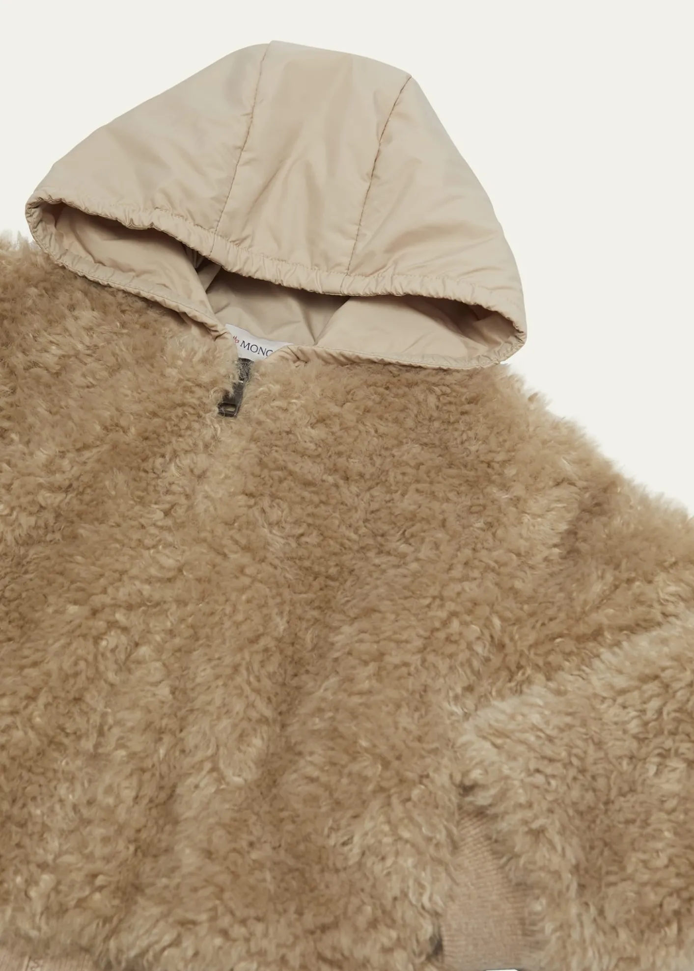 MonclerGirl's Teddy Fleece Nylon Hood Zip-Front Cardigan, Size 4-6