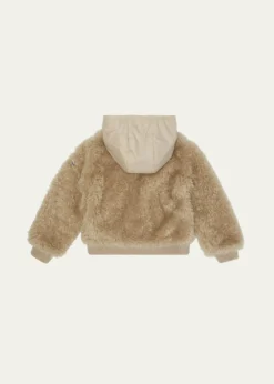 MonclerGirl's Teddy Zip-Front Cardigan with Nylon Hood, Size 8-10