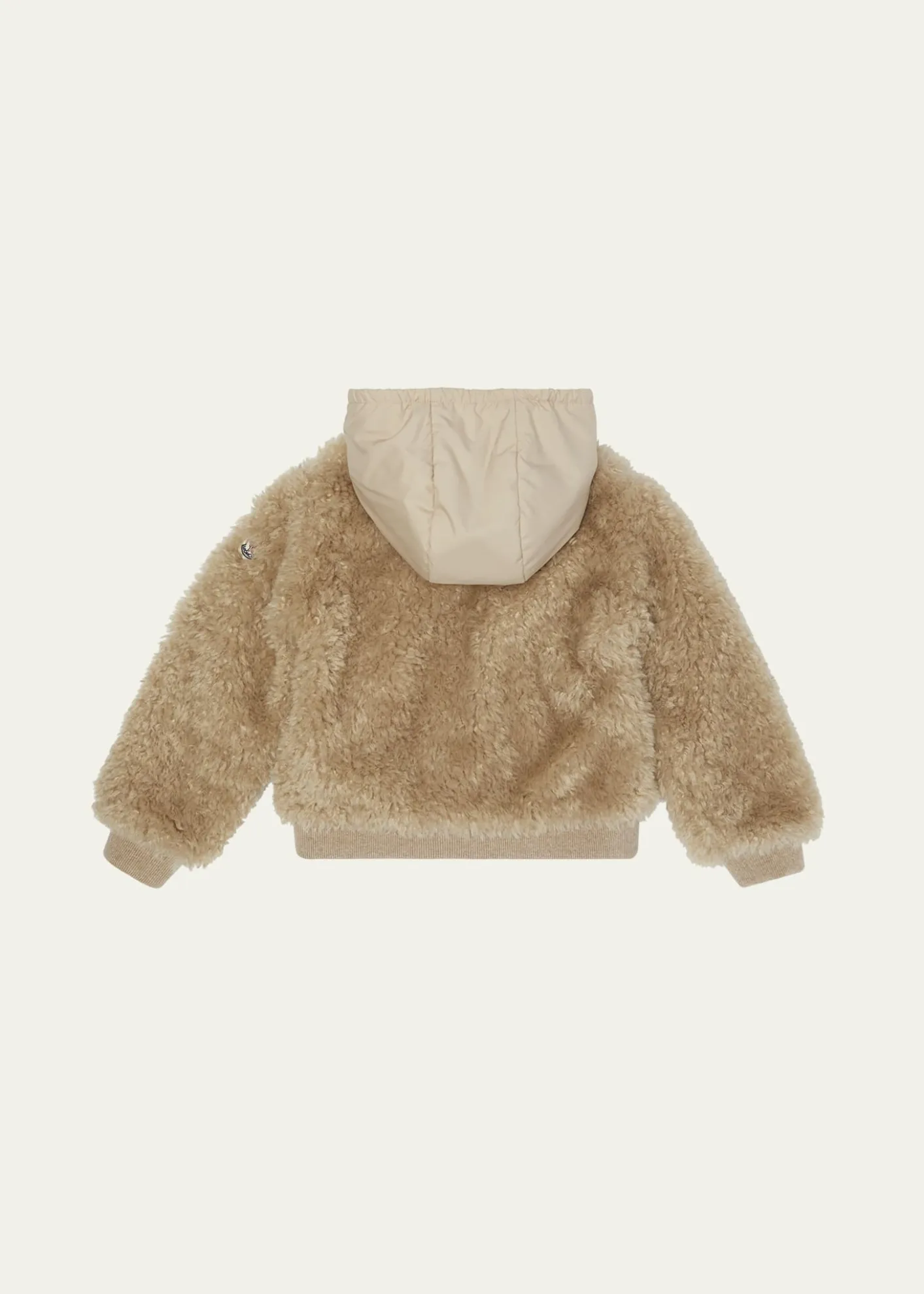 MonclerGirl's Teddy Zip-Front Cardigan with Nylon Hood, Size 8-10