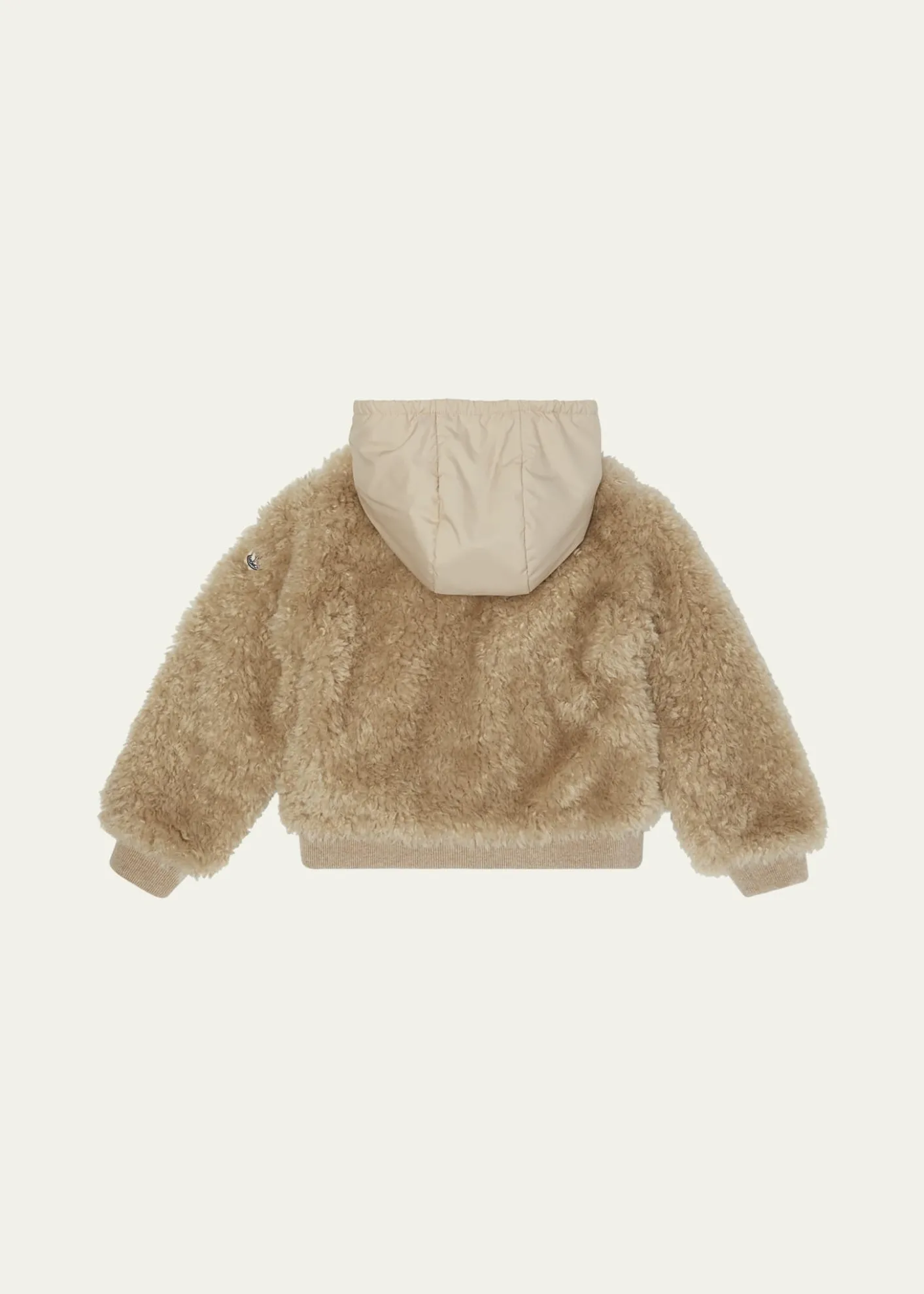 MonclerGirl's Teddy Zip-Front Cardigan with Nylon Hood, Size 12-14