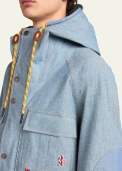 Moncler GrenobleMen's Hooded Cargo Pocket Jacket with Clip