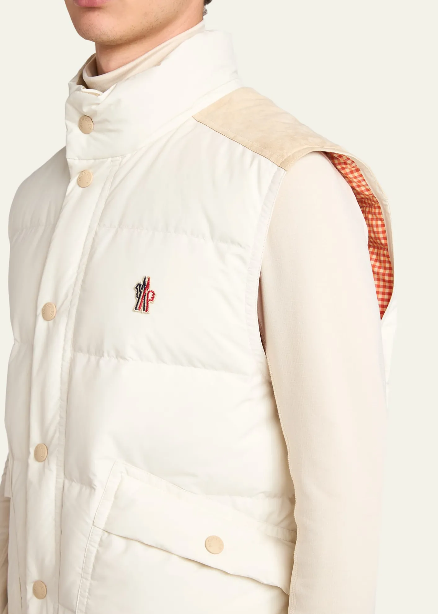 Moncler GrenobleMen's Suede Yoke Padded Vest