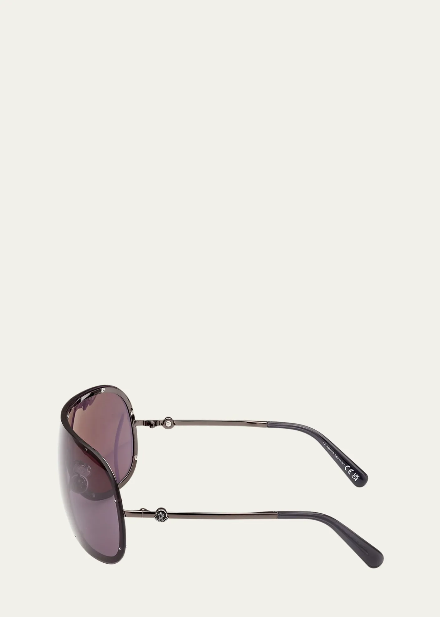 MonclerGunmetal Logo Metal Alloy Shield Sunglasses
