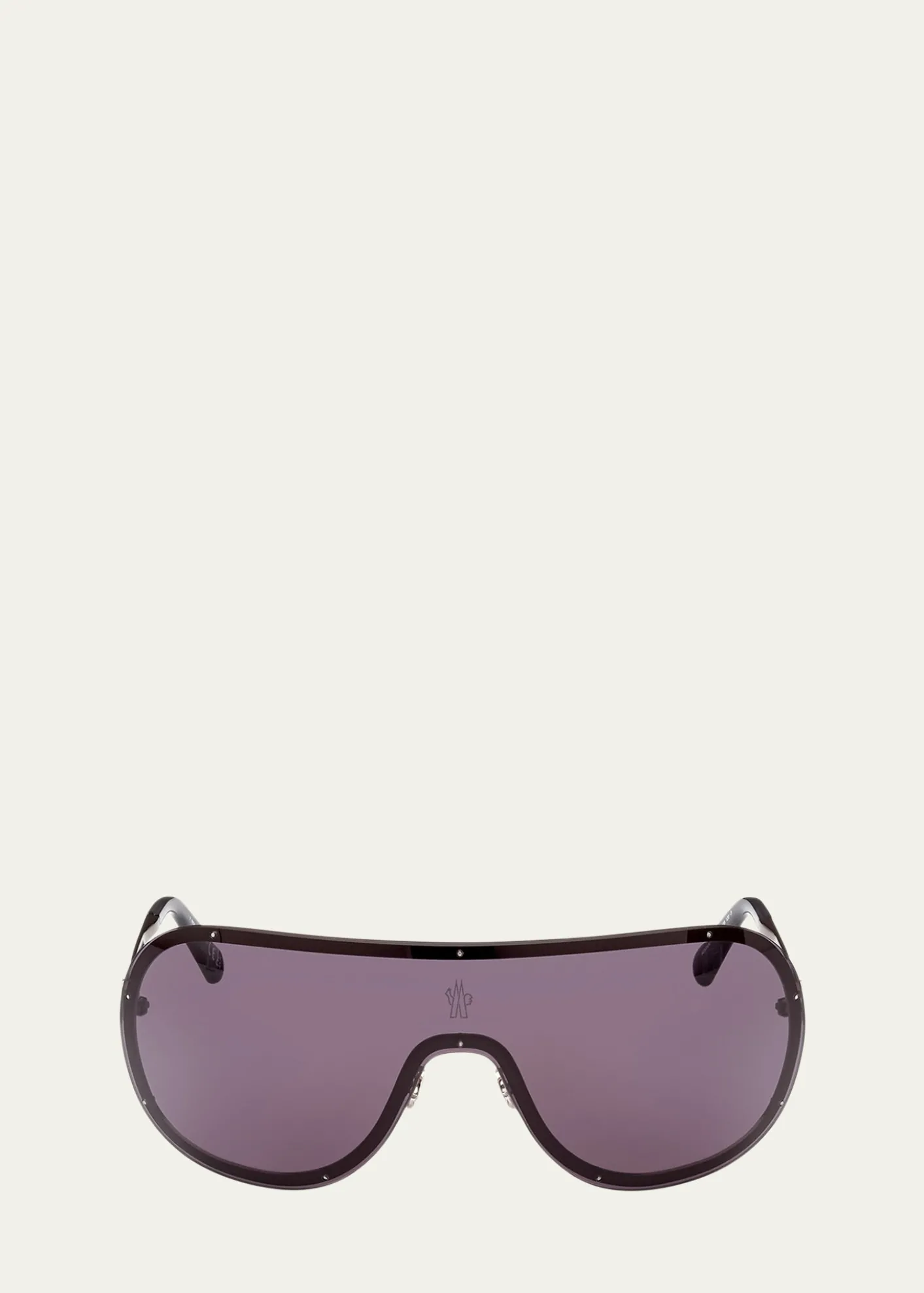 MonclerGunmetal Logo Metal Alloy Shield Sunglasses