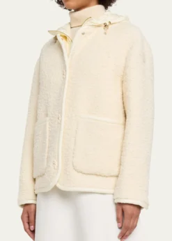 MonclerHylesine Boucle Jacket w/ Quilted Hood