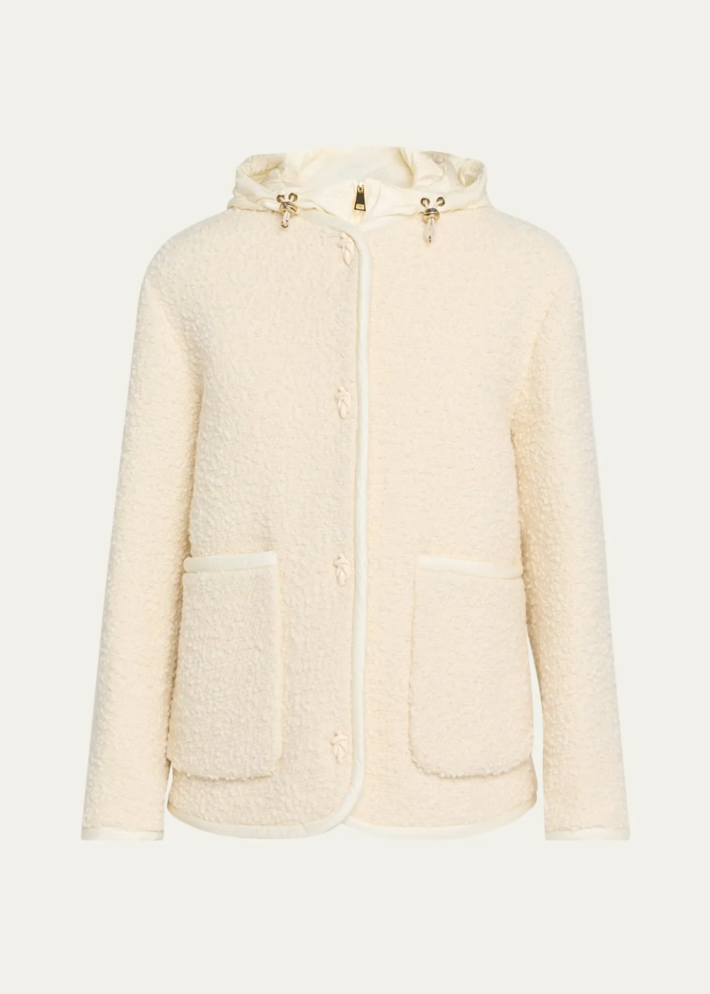 MonclerHylesine Boucle Jacket w/ Quilted Hood